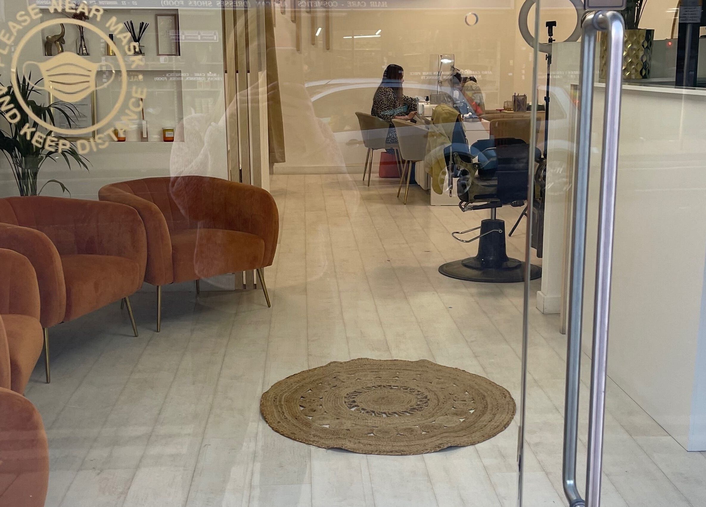 Cozy seating area at MP Nails and Beauty in Northampton, England, GB, with modern decor and inviting atmosphere.