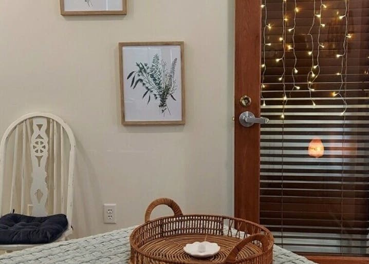 Warm and inviting room decor at Heathers Healing Haven in Lakeville, Massachusetts, US with ambient lighting.