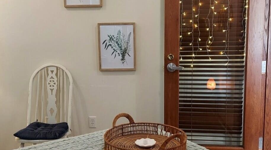 Relaxing room at Heathers Healing Haven in Lakeville, Massachusetts, US with calming decor and soft lighting.