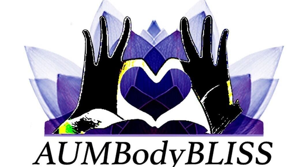 AUM Body Bliss LLC logo featuring hands and lotus in Saint Albans City, Vermont, US.