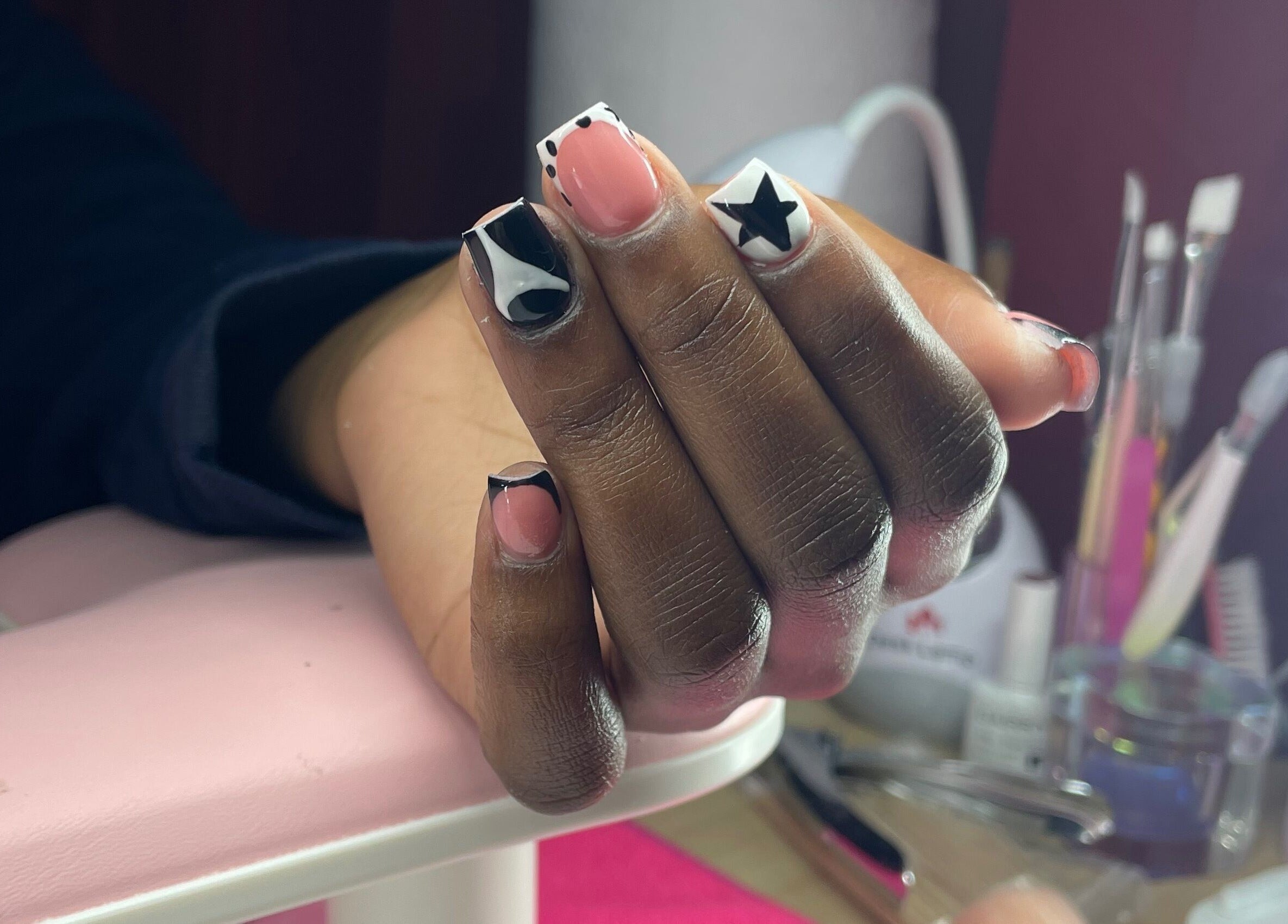 Abstract nail art at Nailed By Neiel in San Juan, San Juan-laventille Regional Corporation, TT.