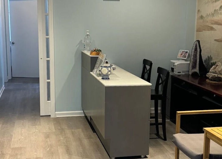 Relax Day Spa reception area with elegant decor in New York, New York, US.