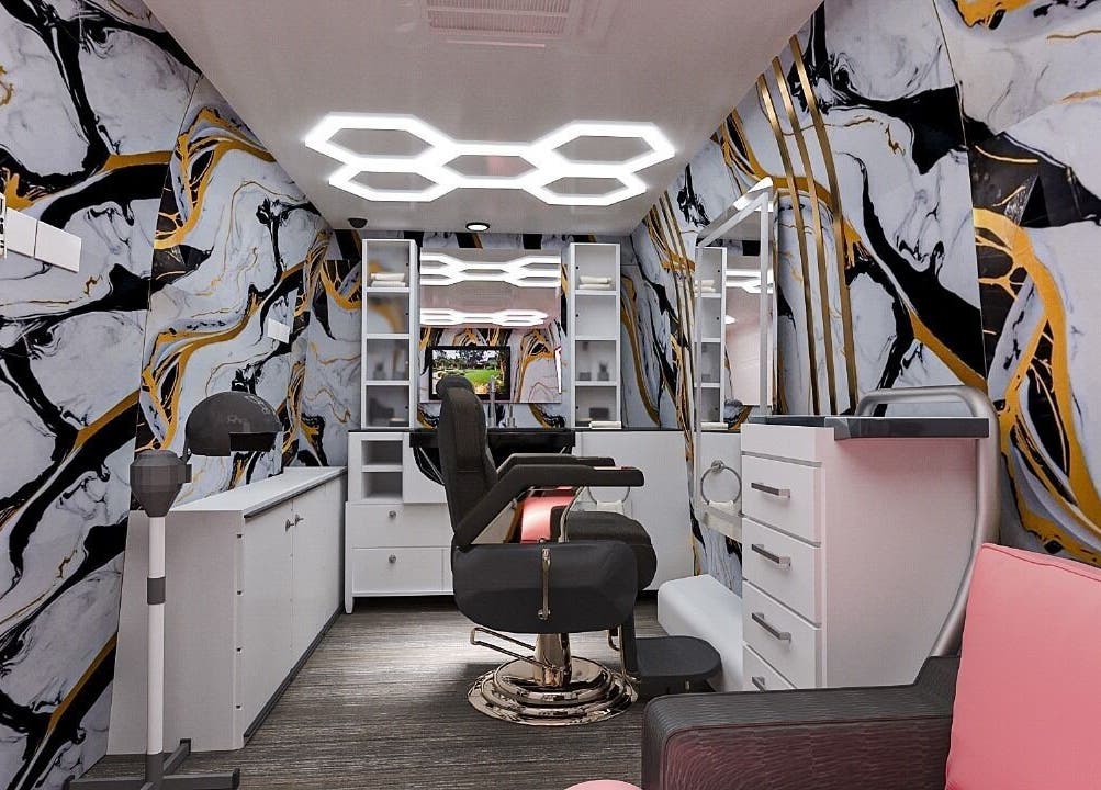 Luxurious salon interior at Hairenzo Gents Salon L.L.C, Dubai, AE. Modern decor and comfortable seating.