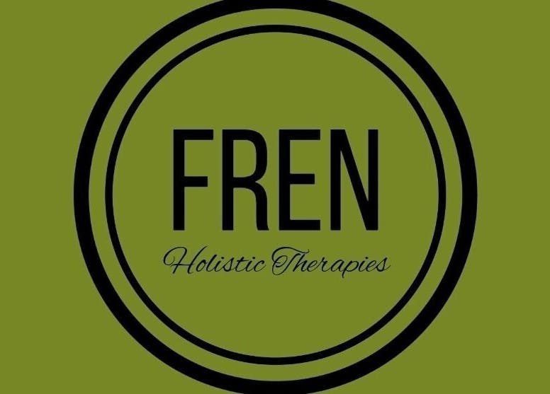 Fren Holistic Therapies logo, Londonderry, Northern Ireland, GB. Featuring green background and bold font.