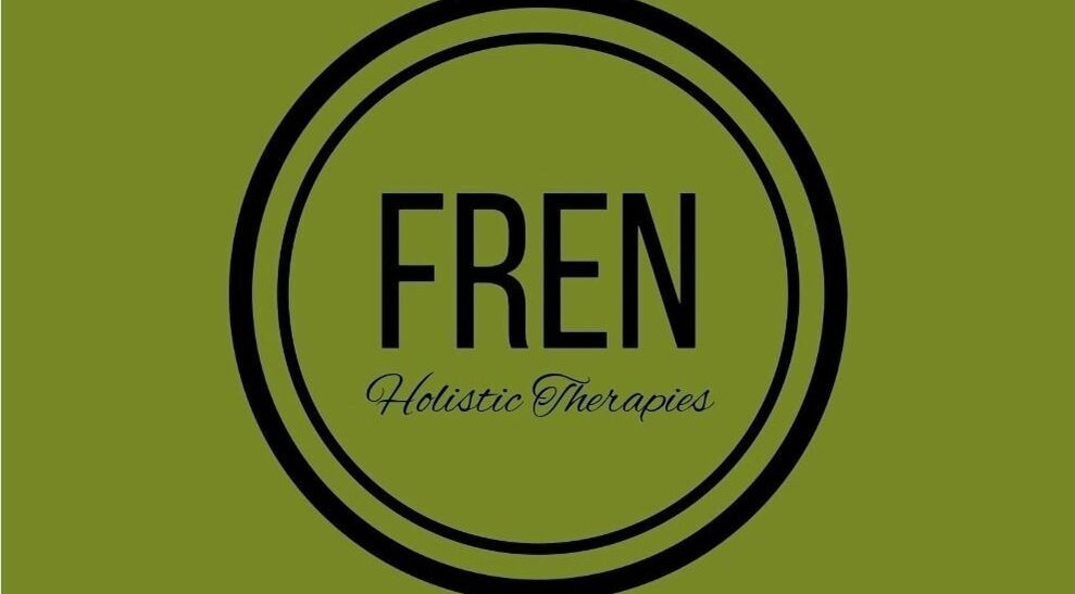 Fren Holistic Therapies logo, Londonderry, Northern Ireland, GB. Featuring green background and bold font.