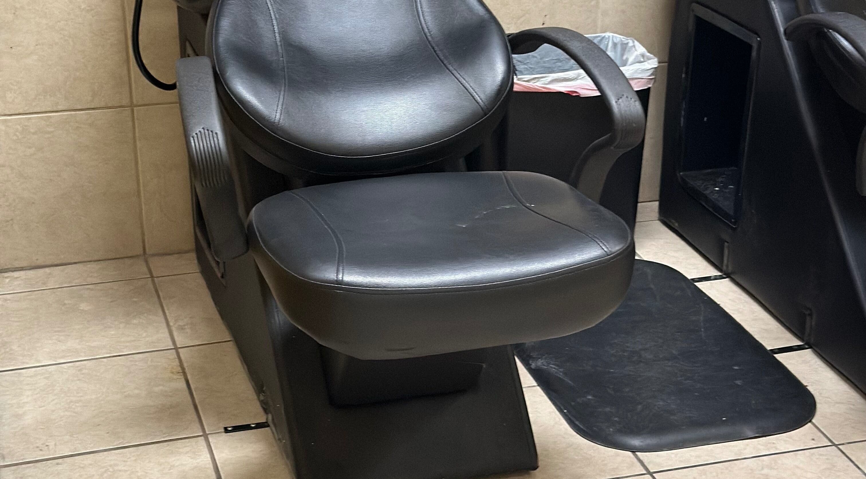 Comfortable salon chair at 360 Perfect Beauty in Houston, Texas, US.