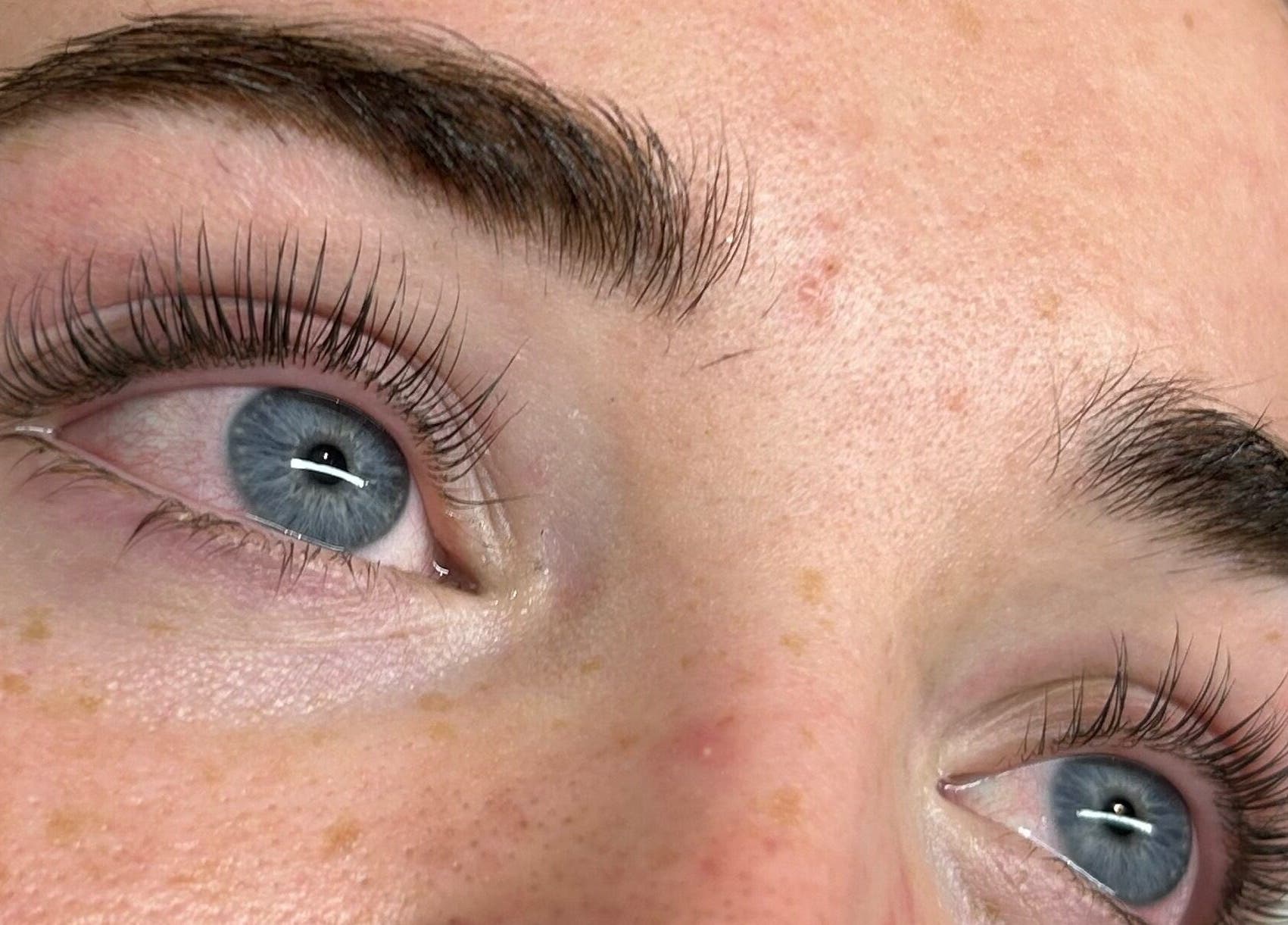 Close-up of enhanced eyelashes at By Ella Chiara in London, England, GB.