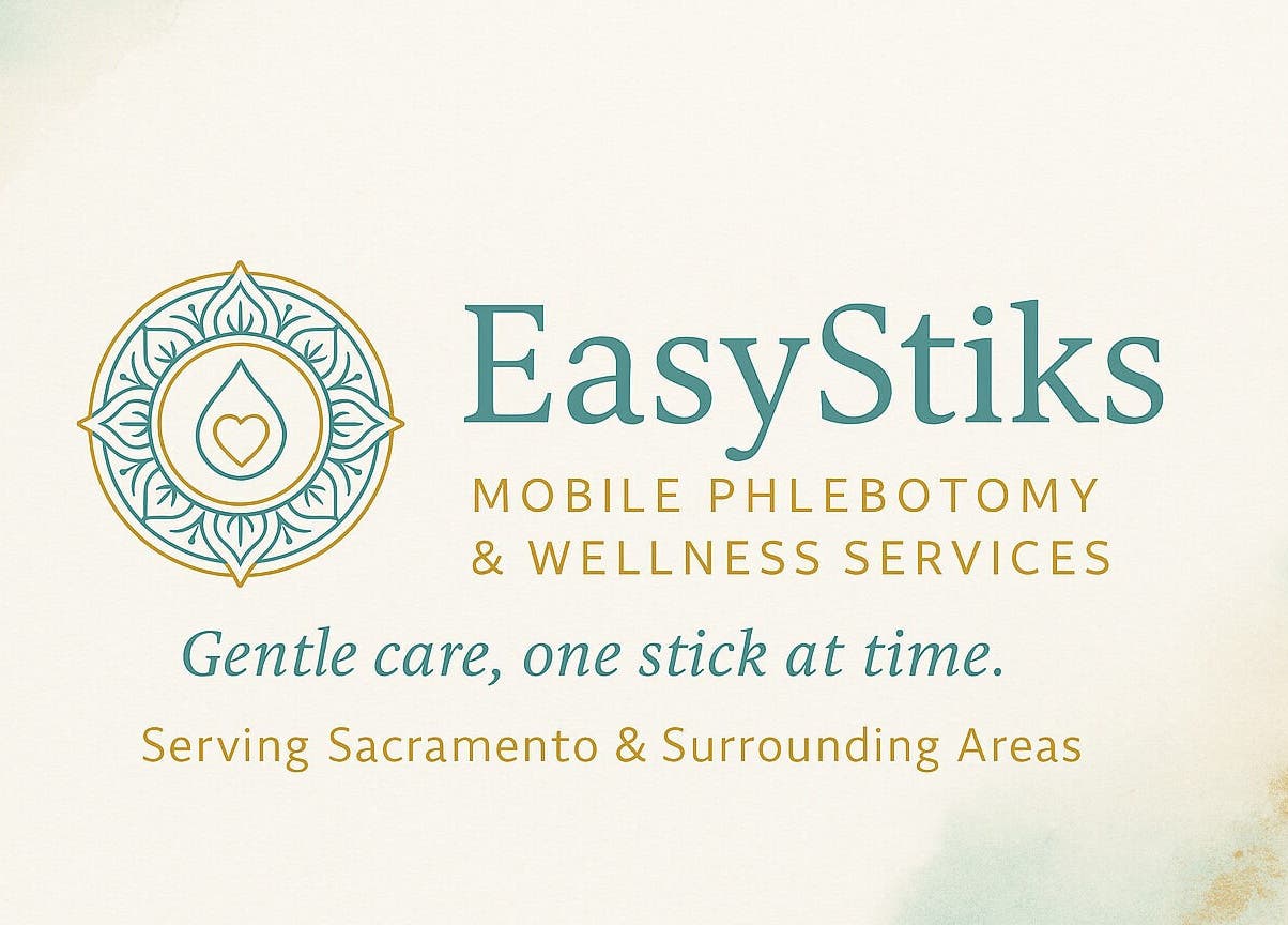 Easystiks Mobile Phlebotomy logo, West Sacramento, California, US. Offering gentle, mobile wellness services.