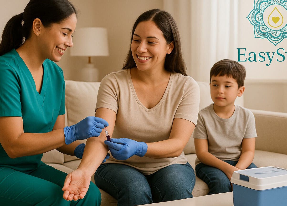 Easystiks Mobile Phlebotomy service in West Sacramento, California, US, performing a wellness check.