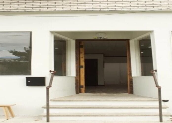 Front entrance of Jahasia Uni in Jersey City, New Jersey, US with modern architecture.