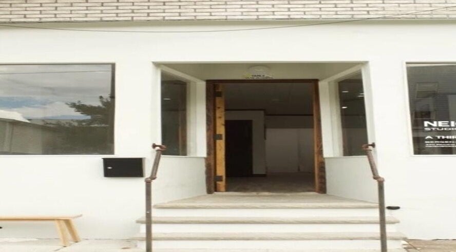 Front entrance of Jahasia Uni in Jersey City, New Jersey, US with modern architecture.