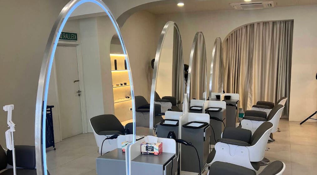 Modern salon chairs at LILS SALON, Cyberjaya, Selangor, MY, showcasing a stylish and inviting ambiance.
