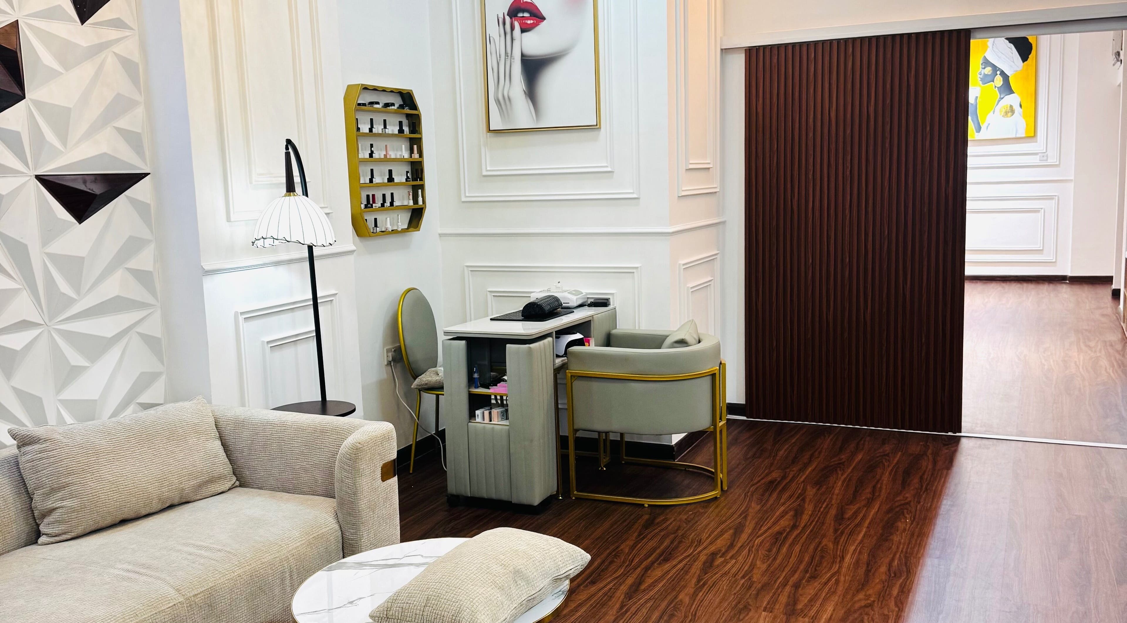 Stylish interior at Just A Smile Beauty Salon(Ladies), Doha, Doha Municipality, QA. Elegant, modern decor.