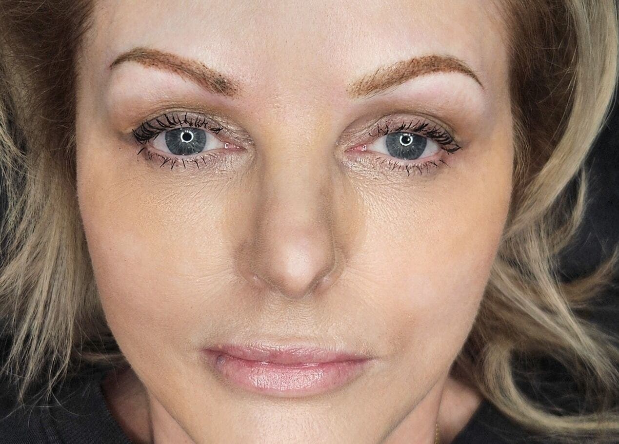 Close-up of fresh cosmetic tattoos at Cry Baby Cosmetic Ink, Melbourne, Victoria, AU.