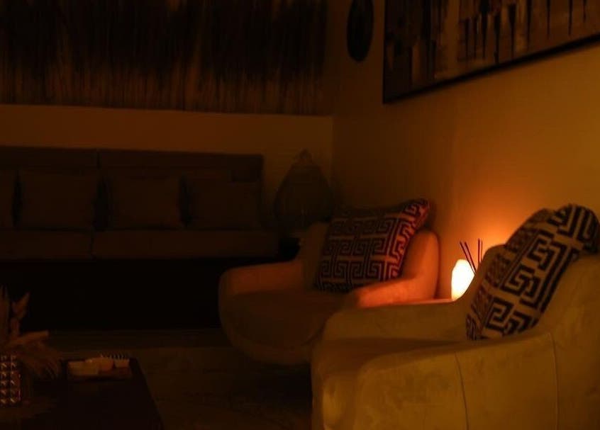 Warm ambient seating area at Goldcatspa, Abuja, Federal Capital Territory, NG.