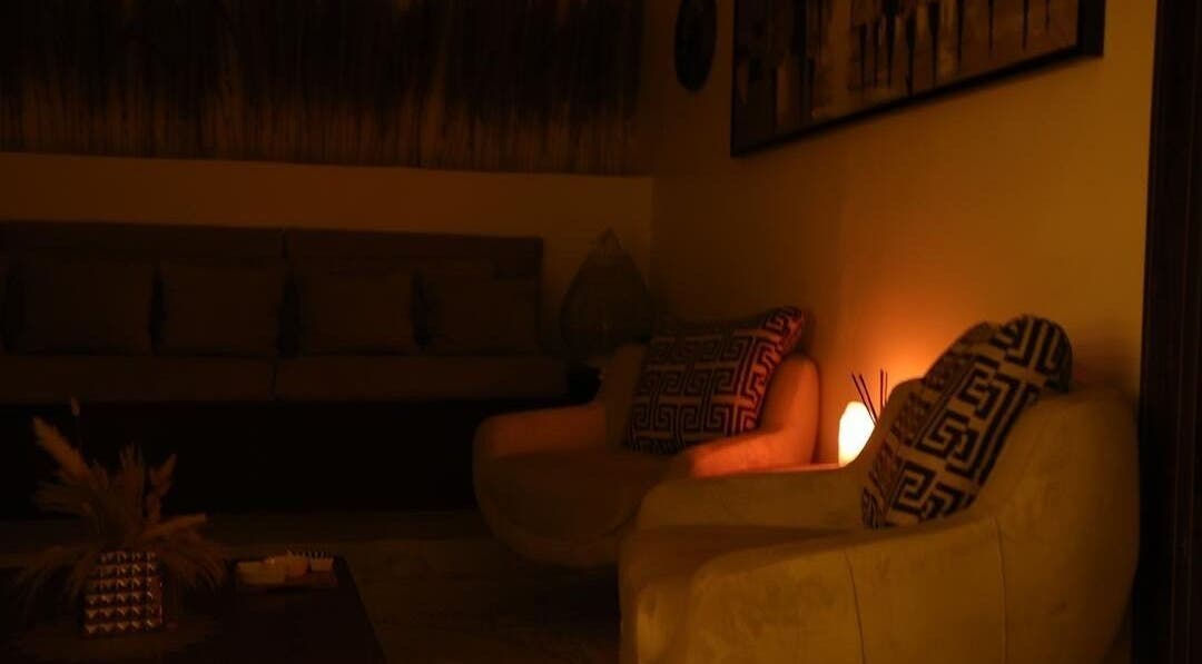 Warm ambient seating area at Goldcatspa, Abuja, Federal Capital Territory, NG.