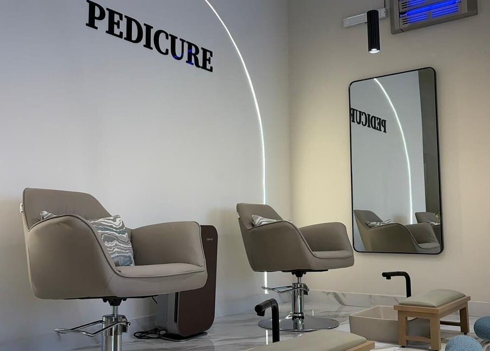 Pedicure chairs at Diamond Beauty | الماسة in Jeddah, Makkah Province, SA offering luxurious comfort.