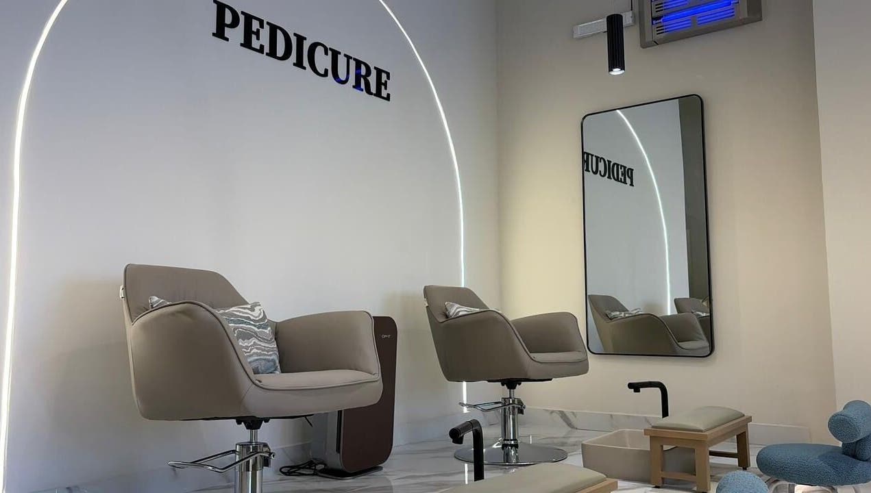 Modern pedicure chairs in Diamond Beauty | الماسة, Jeddah, Makkah Province, SA offering a serene setting.