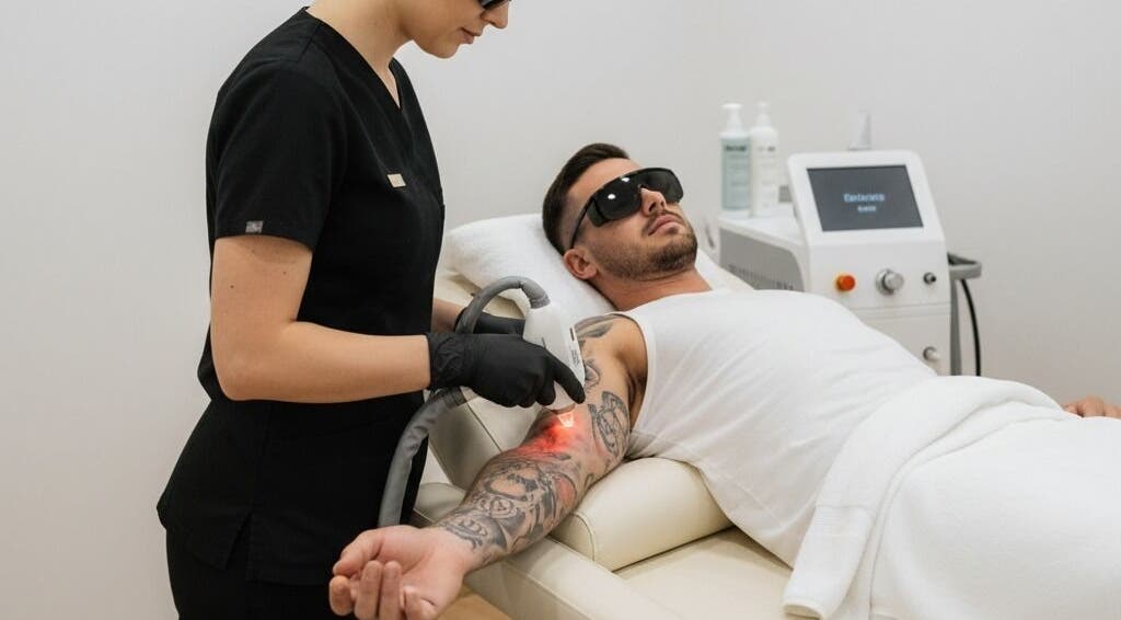 Professional laser tattoo removal at The Groom Room in George, Western Cape, ZA.