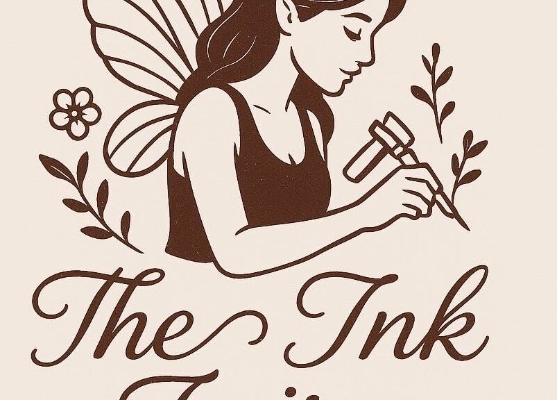 The Ink Fairy logo featuring a fairy with tattoo tools in Torquay, England, GB.