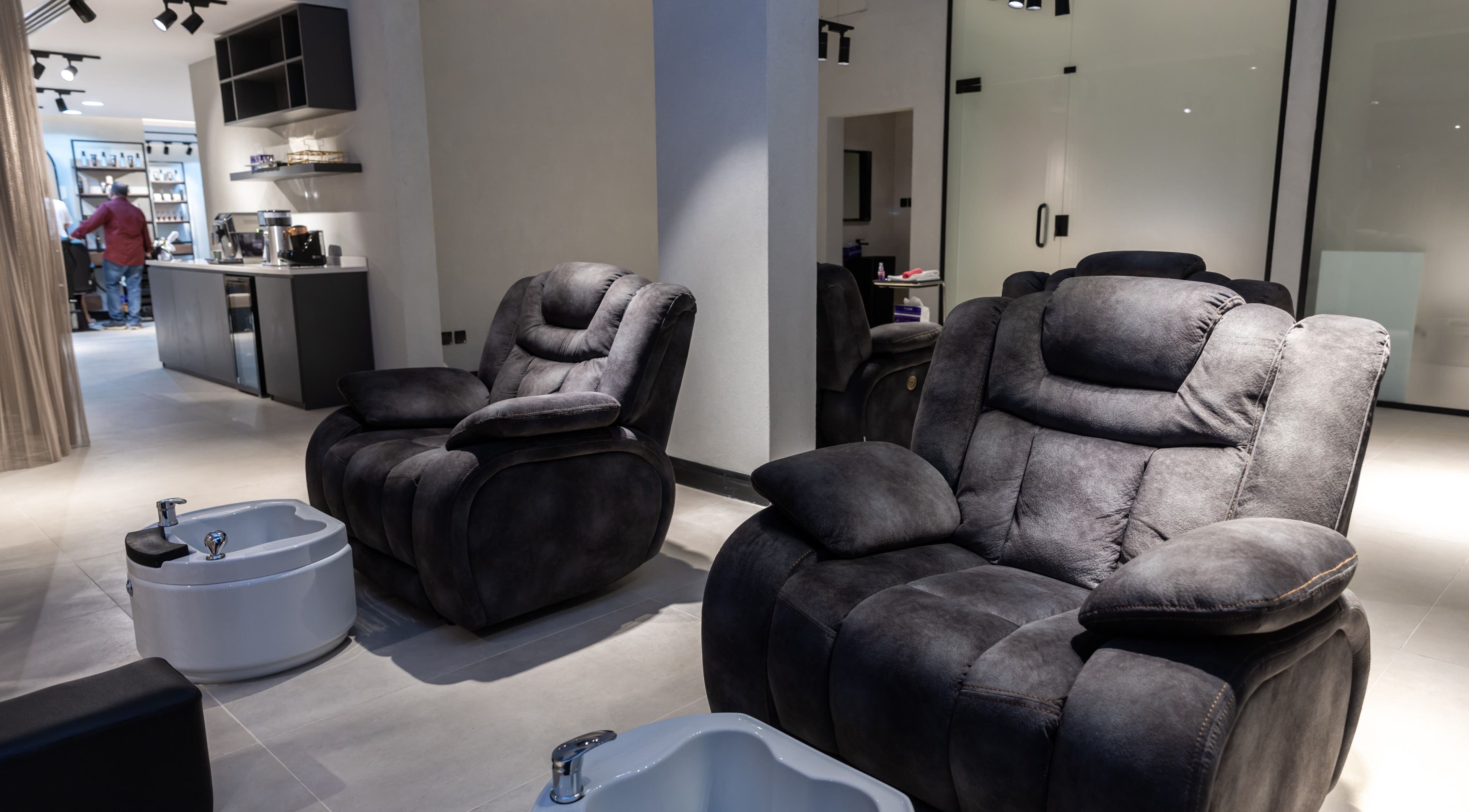 Luxurious massage chairs at Suave Hair Salon & Spa | سواف للاسترخاء والحلاقة, Riyadh, Riyadh Province, SA.