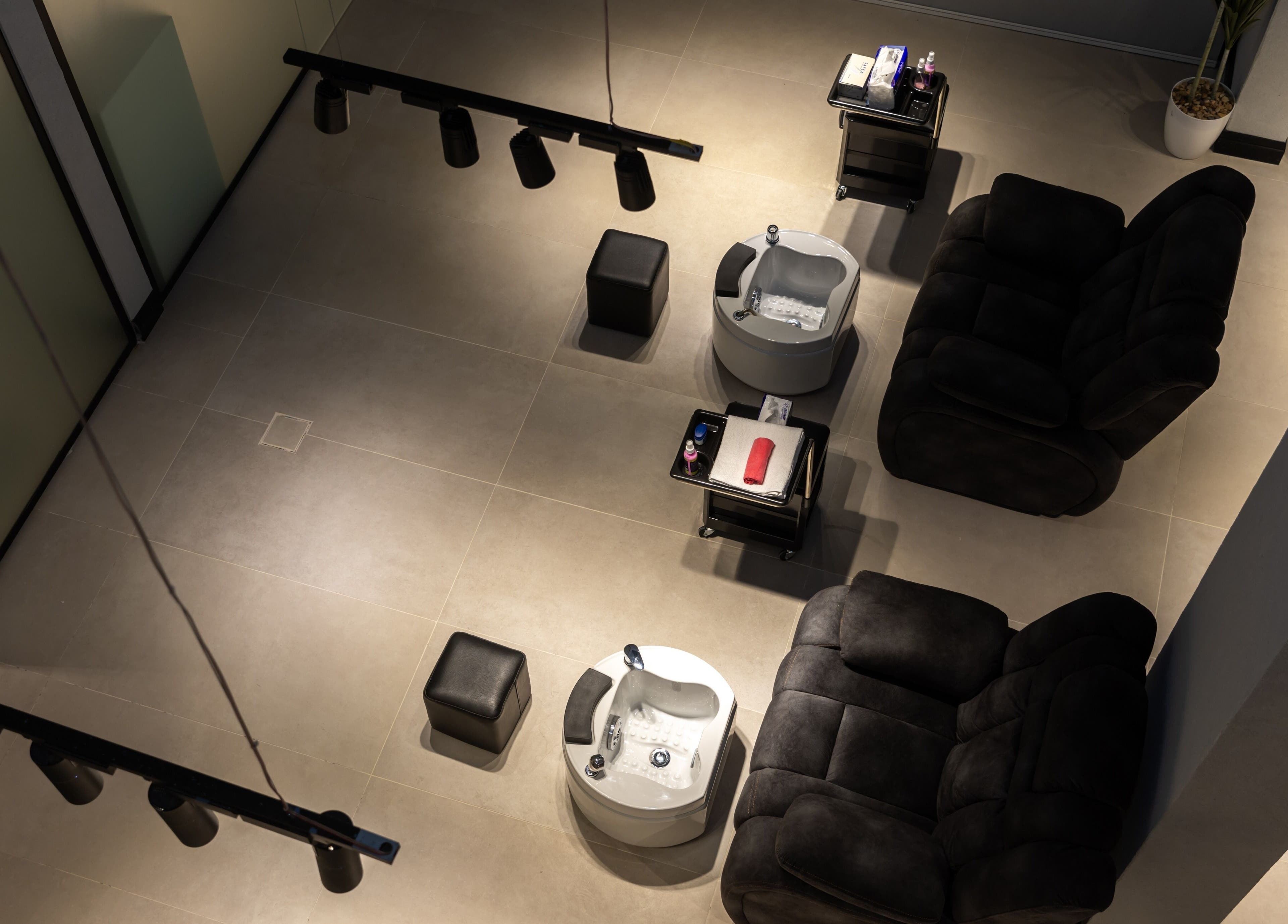 Aerial view of luxurious seating at Suave Hair Salon & Spa | سواف للاسترخاء والحلاقة, Riyadh, Riyadh Province, SA.