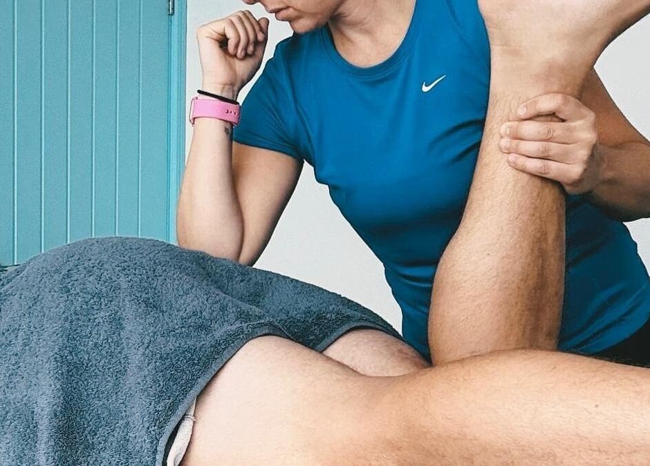 Gentle leg stretch therapy at THRIVE Massage Therapy - KIRBY MUXLOE, Kirby Muxloe, England, GB.