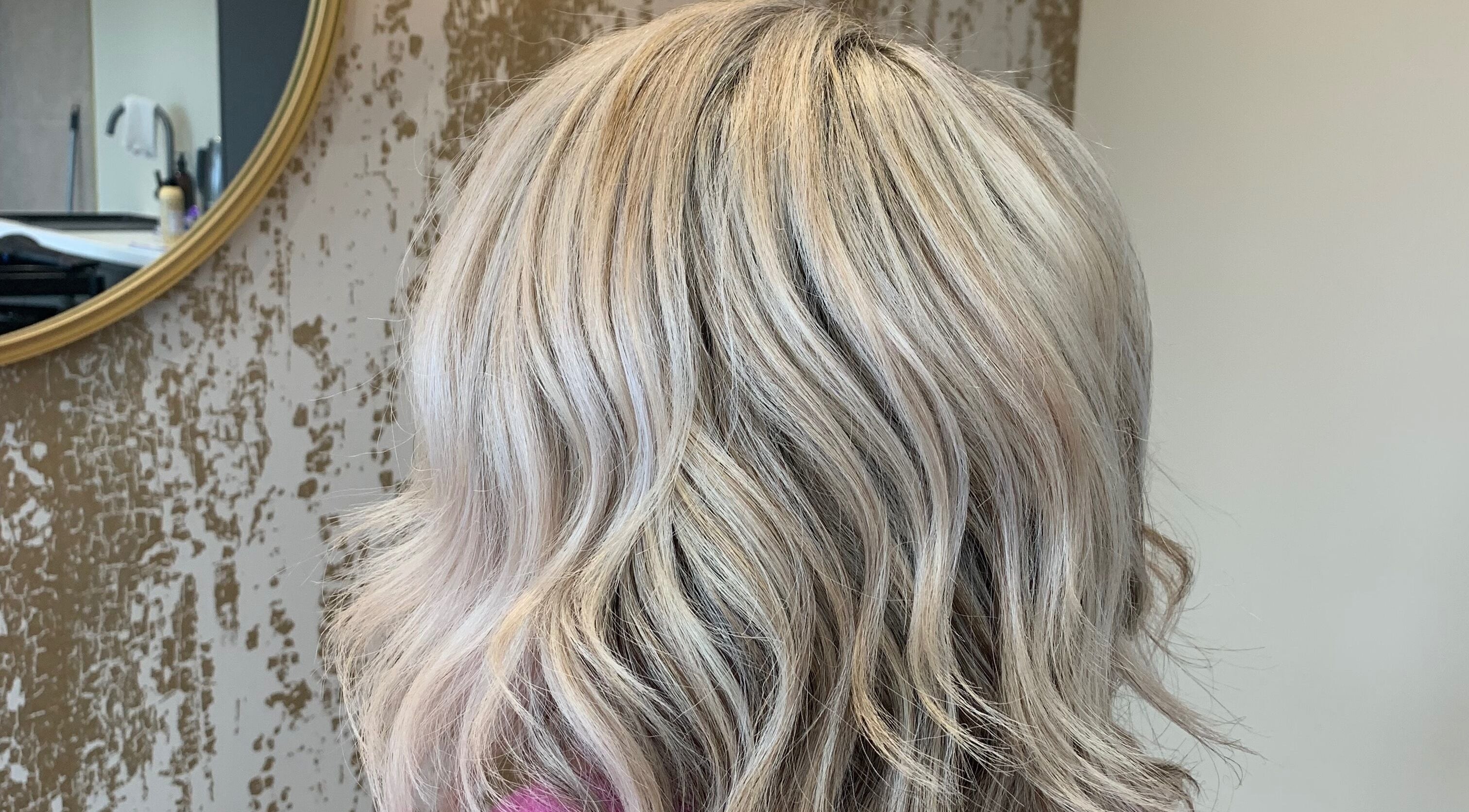 Blonde waves styled at Catherine Martin Hairdressing, Omagh, Northern Ireland, GB.