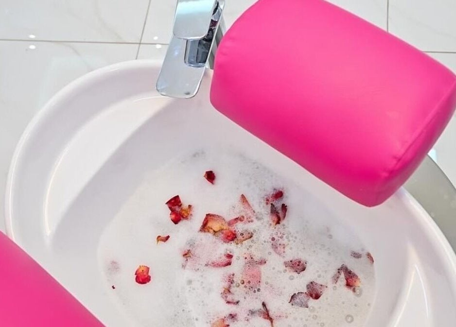 Luxurious pedicure chair at Princess House Beauty Salon, Dubai, Dubai, AE with petal-infused foot bath.