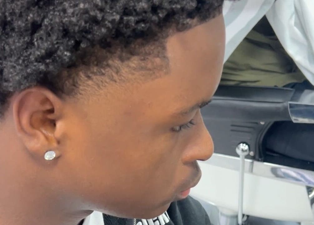 Close-up of a stylish haircut at Hall Of Fades, Manchester, England, GB, showcasing expert barber skills.