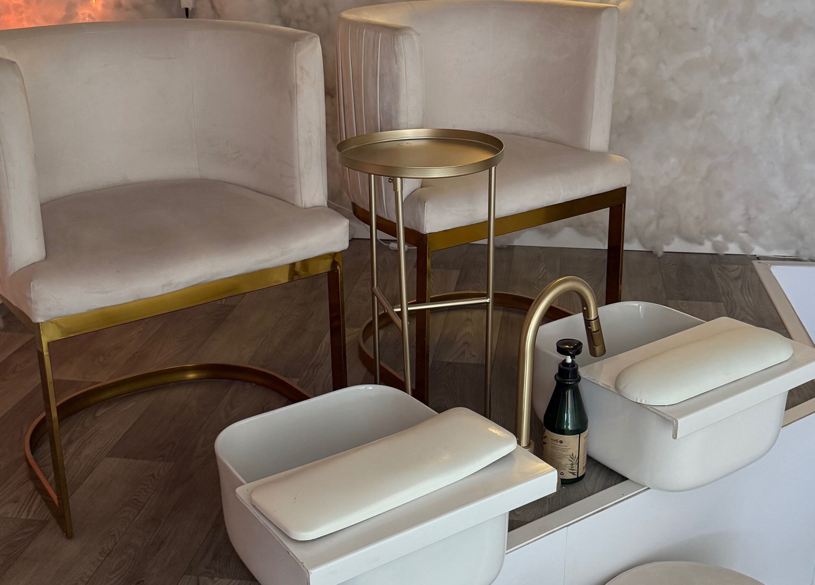 Elegant pedicure chairs at The Studio UK, Southend-on-sea, England, GB, offering relaxation and style.