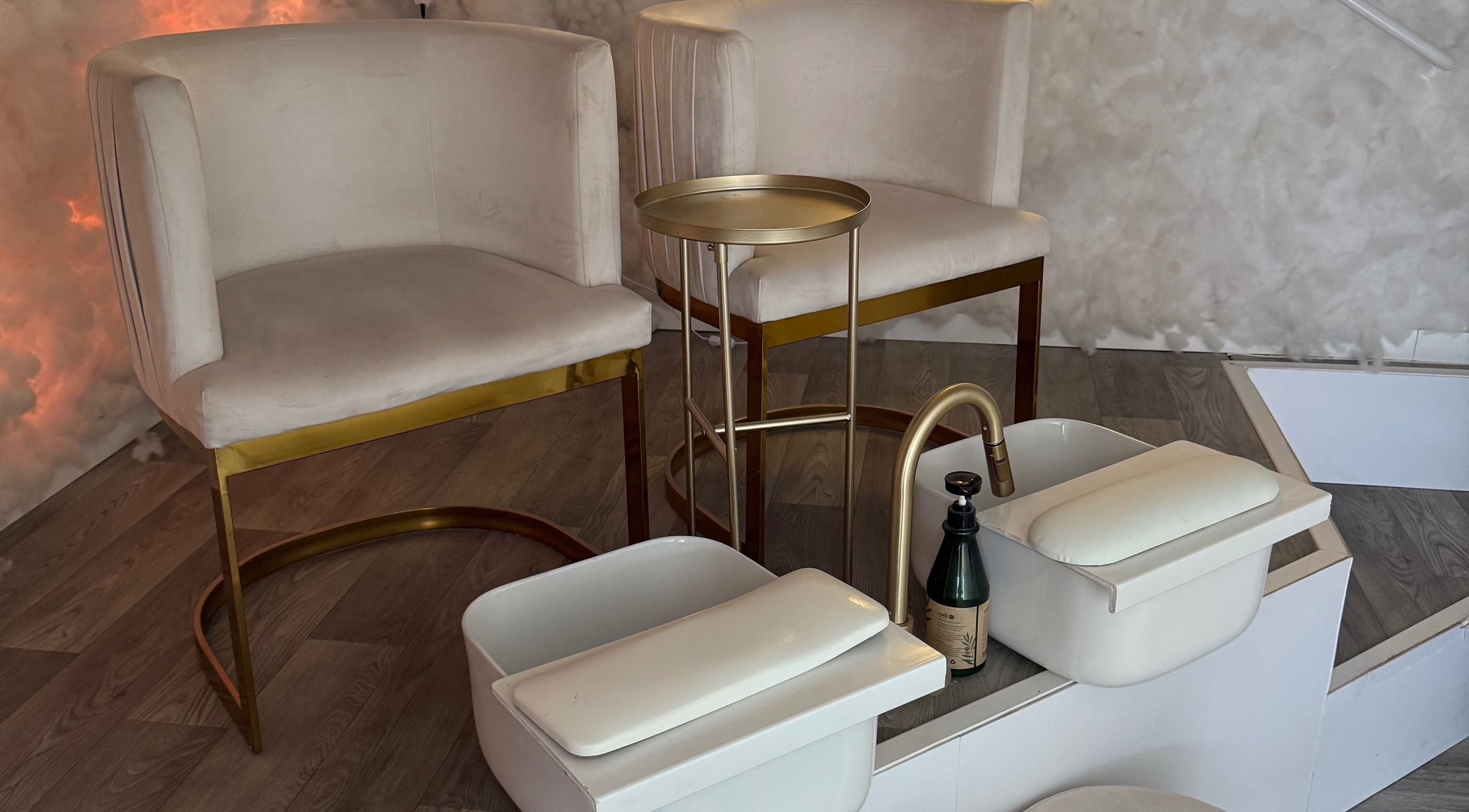 Elegant pedicure chairs at The Studio UK, Southend-on-sea, England, GB, offering relaxation and style.