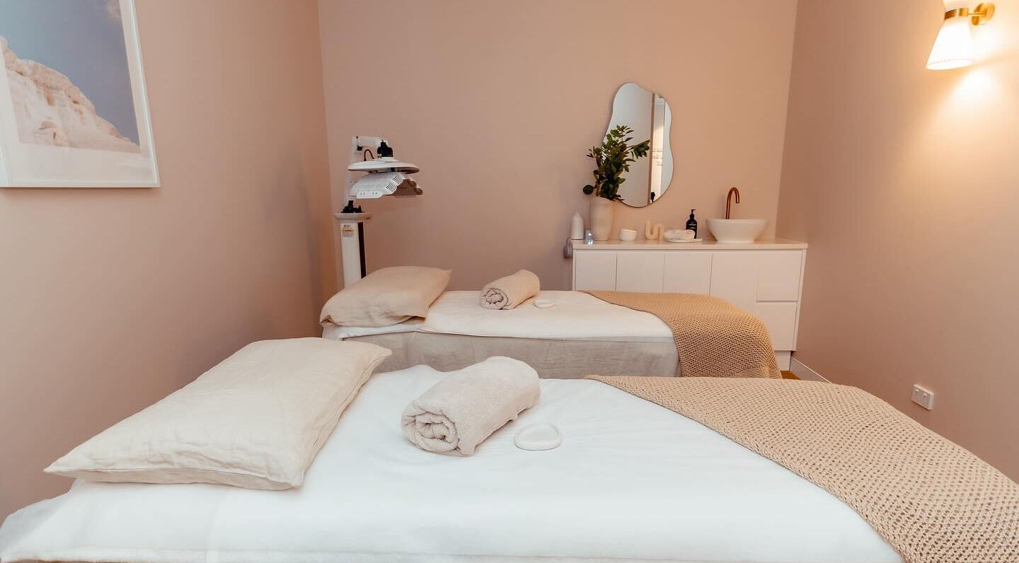 Calming therapy room at Atma Wellbeing, Dee Why, New South Wales, AU, featuring cozy massage beds.
