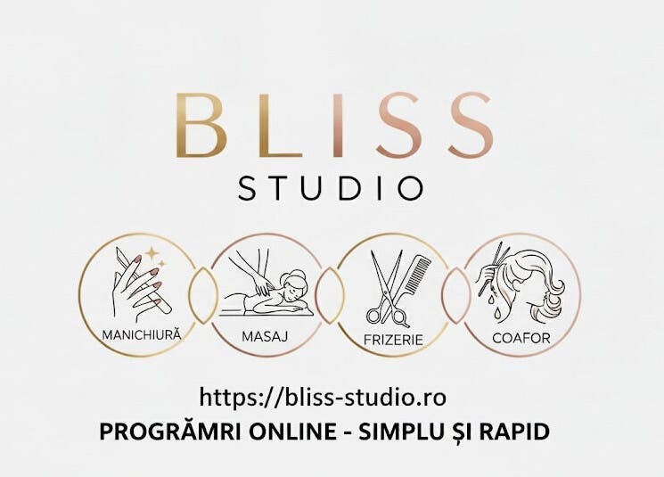 Logo Bliss Studio Panciu, Județul Vrancea, RO oferind servicii manichiură, masaj, frizerie, coafor.
