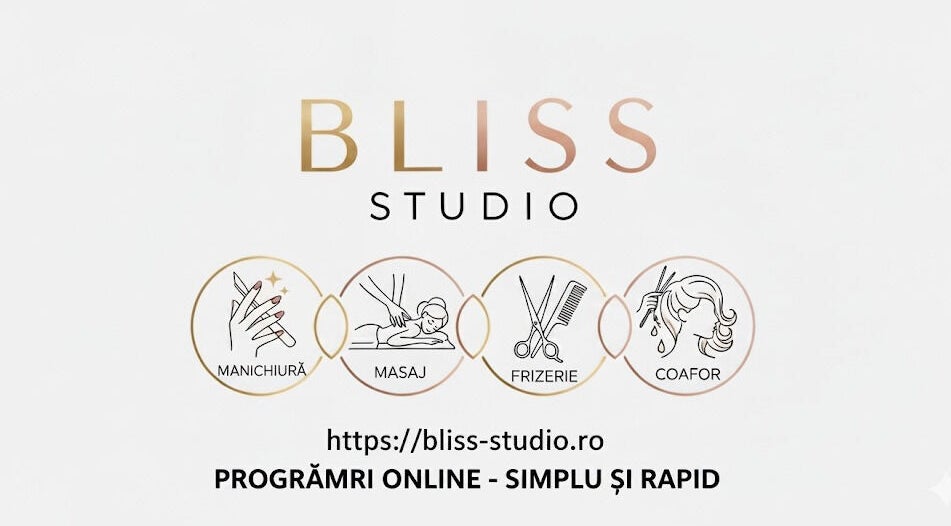 Logo Bliss Studio Panciu, Județul Vrancea, RO oferind servicii manichiură, masaj, frizerie, coafor.