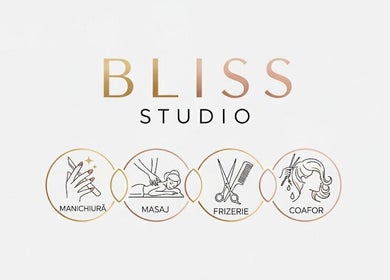 Bliss Studio Panciu logo cu manichiură, masaj, frizerie și coafor.