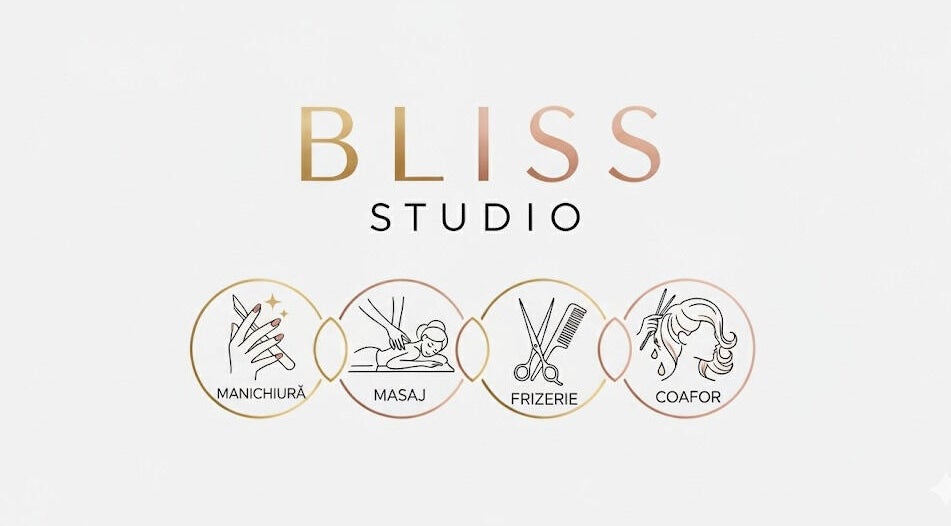 Bliss Studio Panciu logo cu manichiură, masaj, frizerie și coafor.