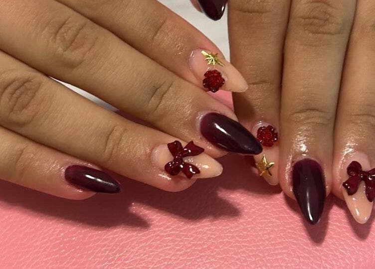 Elegant nail art with floral designs at MA Lash & Nail Studio, Cape Town, Western Cape, ZA.