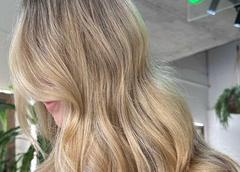 Close-up of flowing blonde hair at Movement Not Just Hair, Surry Hills, New South Wales, AU.