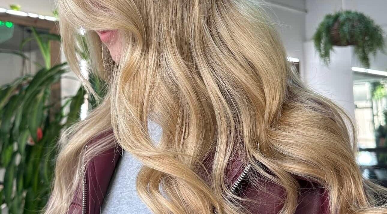 Flowing blonde hair styled at Movement Not Just Hair, Surry Hills, New South Wales, AU.