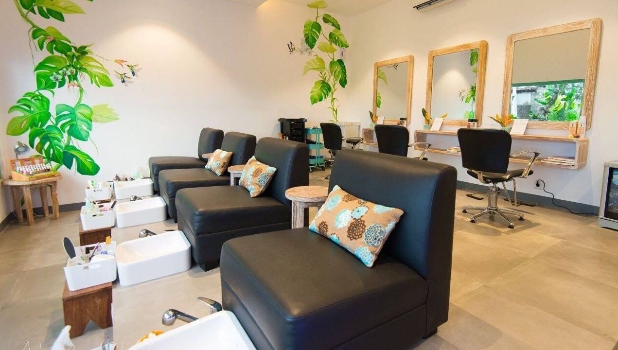 Relaxing pedicure station at Aliya Wellness Spa, Bali, Bali, ID with cozy chairs and vibrant decor.