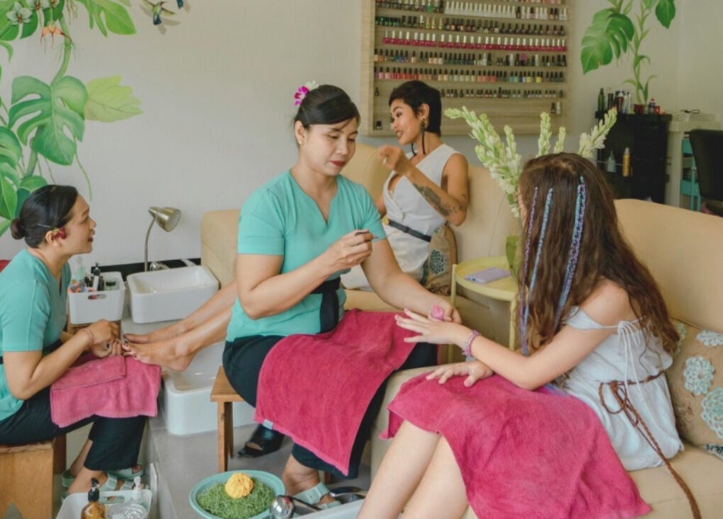 Relaxing manicure and pedicure at Aliya Wellness Spa, Bali, Bali, ID with lush decor and professional care.