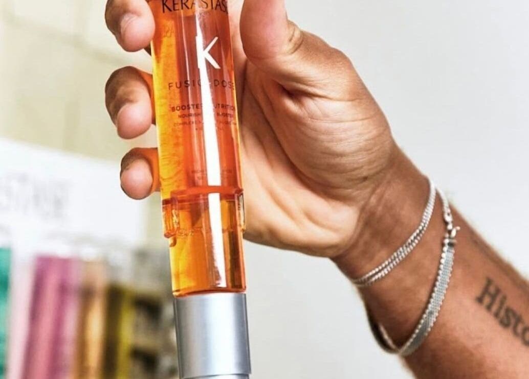 Close-up of Kerastase product at Amanda Mancio Glamhouse Salon & Spa, Puerto Vallarta, Jalisco, MX.