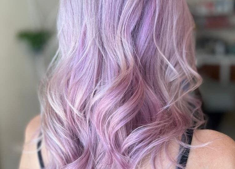 Lavender pastel hair styled at Amanda Mancio at Glamhouse Salon & Spa, Puerto Vallarta, Jalisco, MX.