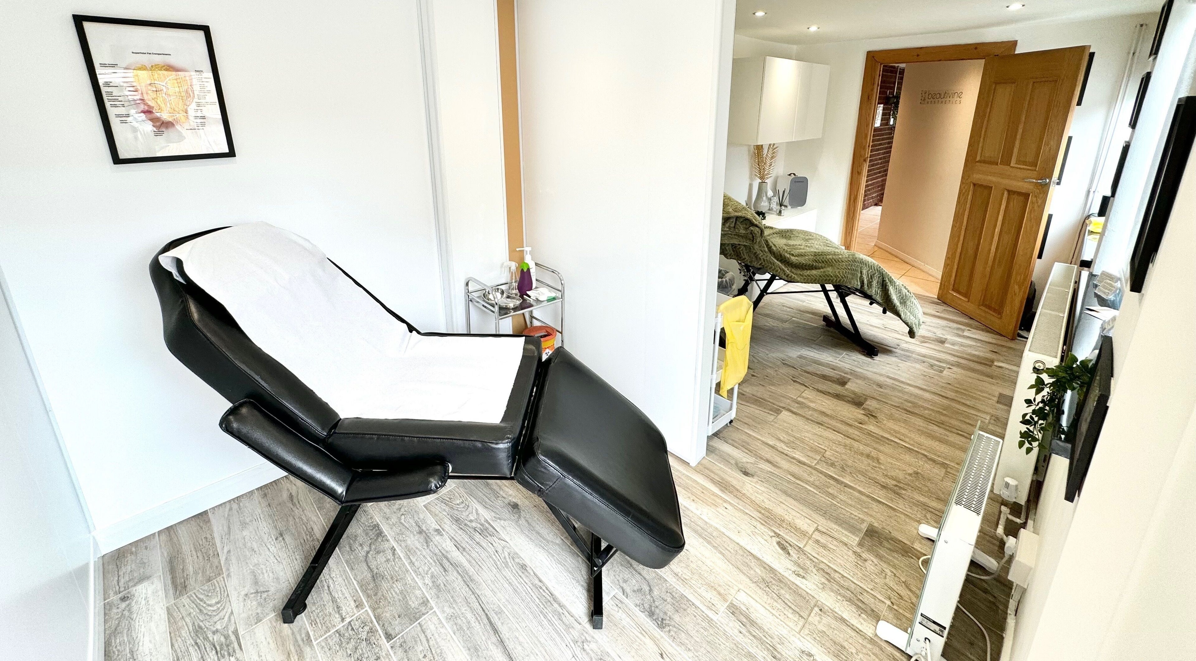 Relaxing treatment rooms at Beautivine Aesthetics, Stourport-on-Severn, England, GB, featuring modern design.