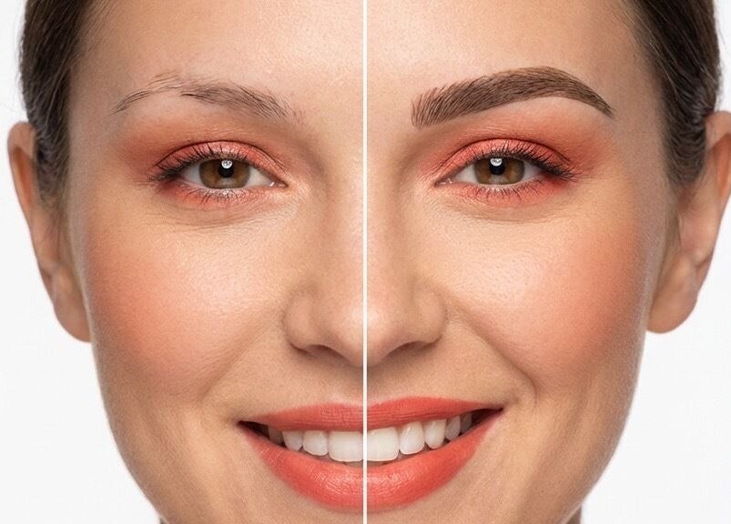 Eyebrow enhancement results from Microblading by Eli, Glendale, California, US, showcasing before and after results.