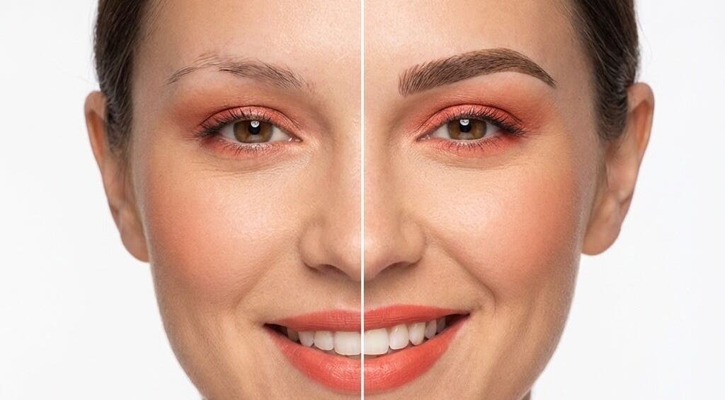 Eyebrow enhancement results from Microblading by Eli, Glendale, California, US, showcasing before and after results.