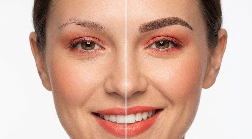 Eyebrow enhancement results from Microblading by Eli, Glendale, California, US, showcasing before and after results.