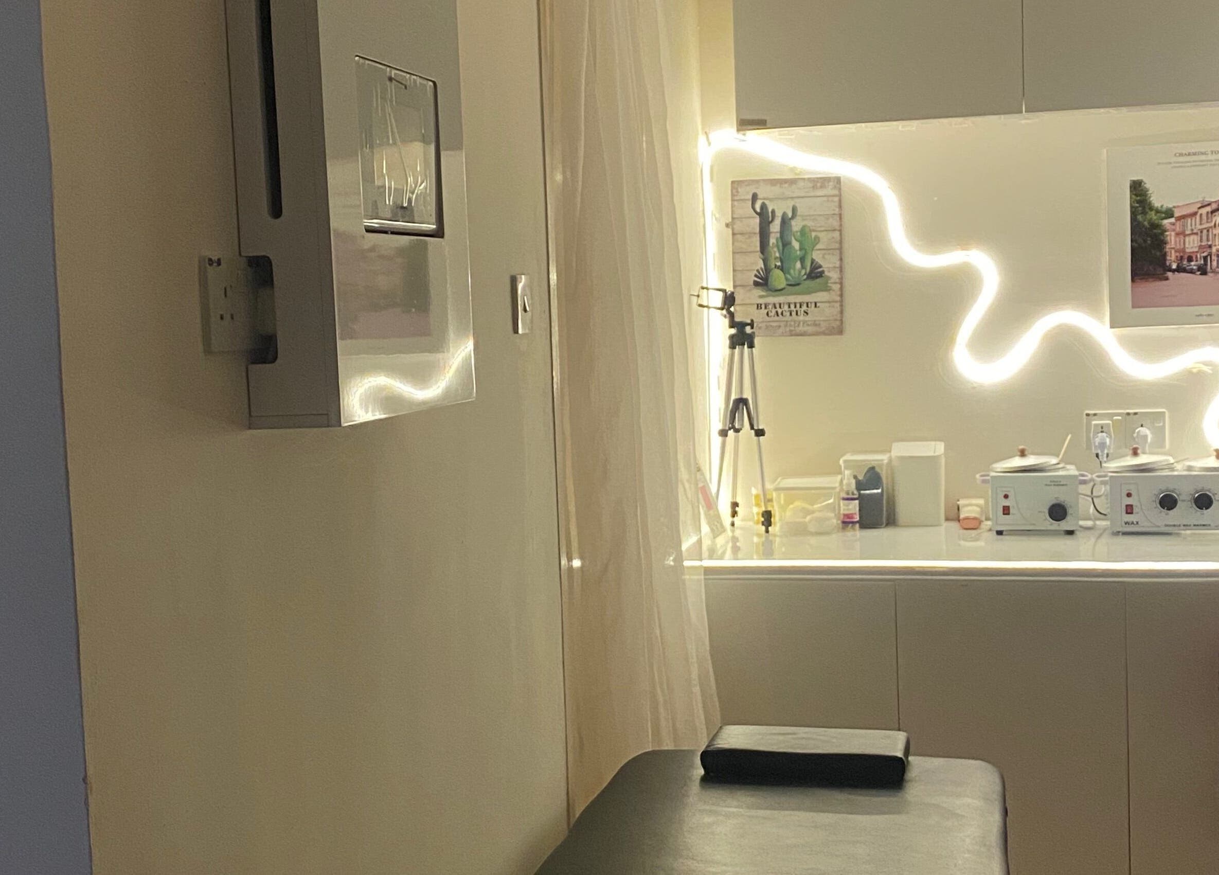 Fi.Beaa wellness room with a cozy treatment setup in Kota Kinabalu, Sabah, MY.