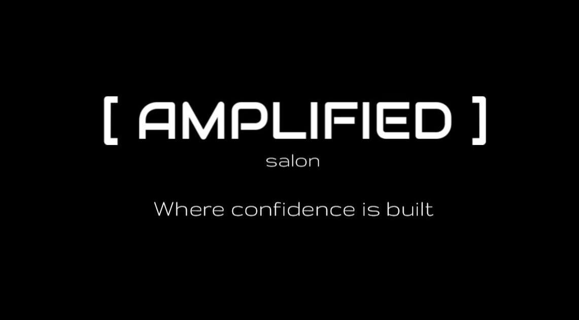 Logo van Amplified salon in Houten, Utrecht, NL met de tekst 'Where confidence is built'.